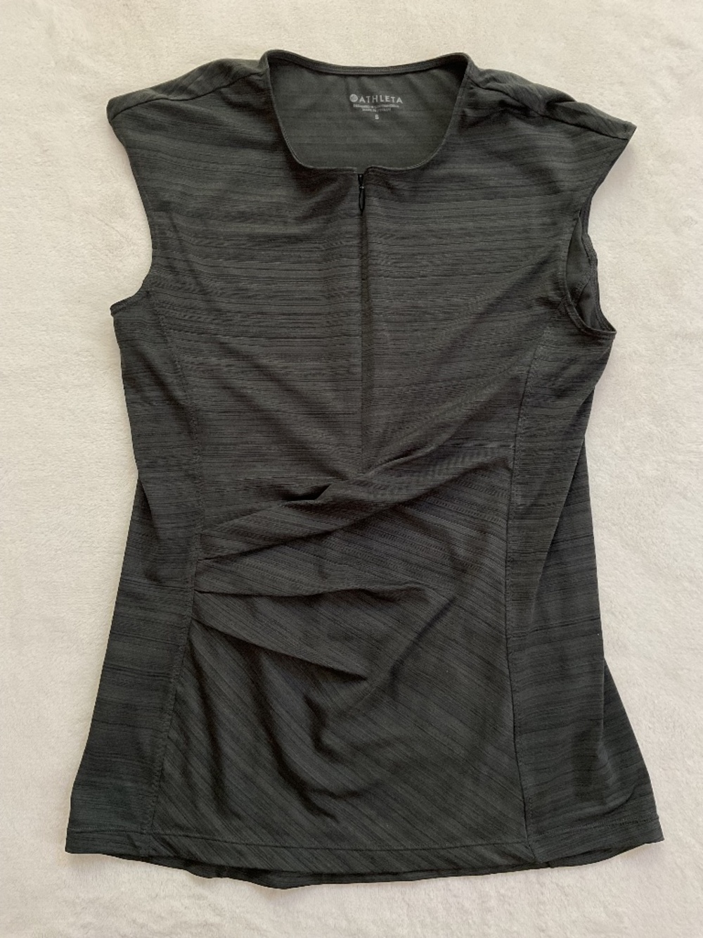 Athleta Pacifica Ruched Wrap Front UPF Top Small Charcoal Heather 1/4 Zip